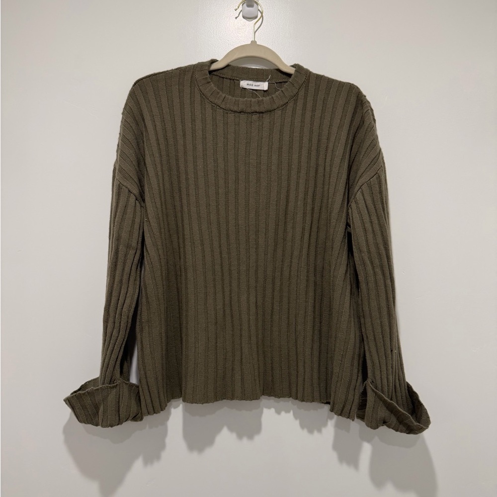 Mod Ref Khaki Ribbed Crew Neck Sweater